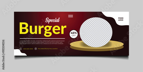 special Burger and food restaurant banner design.