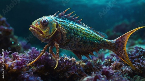 a whimsically grotesque insectoid fishlike cr image