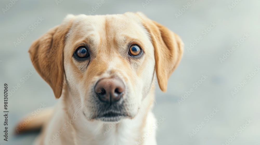 Close-up shot of a Labrador Retriever with light brown fur and expressive eyes, staring directly at the camera, capturing a curious and gentle expression. Close-up shot of a Labrador Retriever with light brown fur and expressive eyes, staring directly at the camera, capturing a curious and gentle expression.