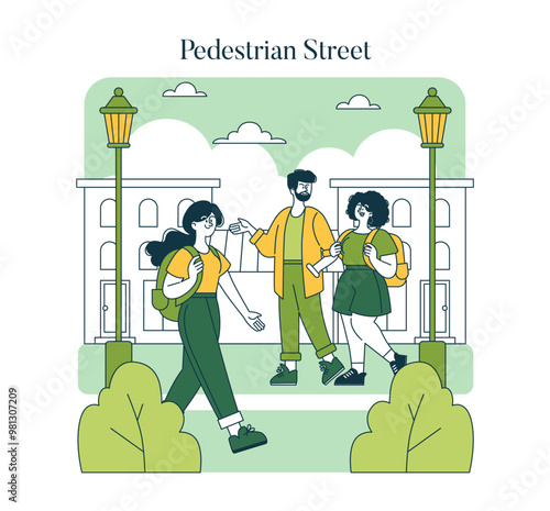 World Car Free Day. Flat Vector Illustration