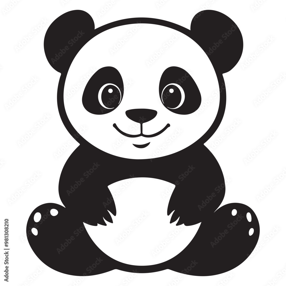 Naklejka premium Panda Bear Silhouette Logo Design Vector Template Funny Lazy Logo Panda Animal