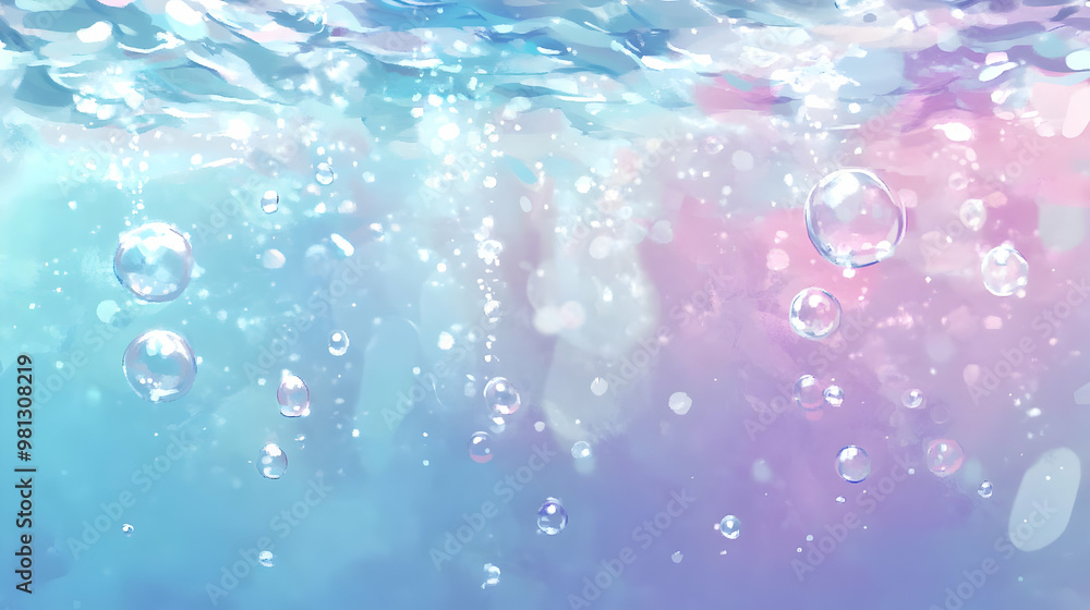 Water Bubbles Floating Upwards in Blue and Pink Water Bubbles Floating Upwards in Blue and Pink