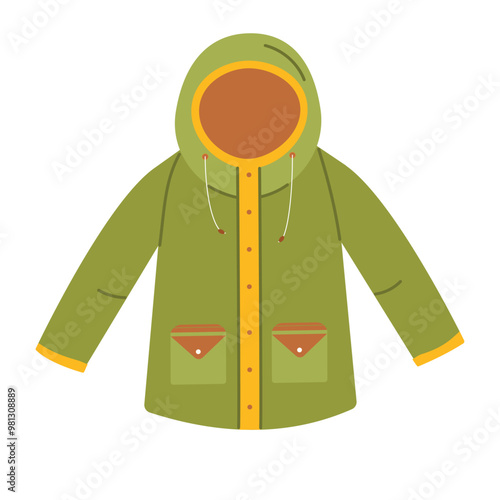 Vector illustration of a warm winter jacket isolated on a white background.