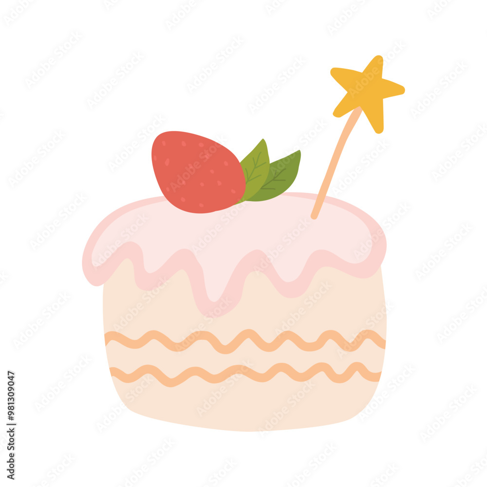 Birthday cake slices. Sweet holiday bakery pieces collection. Pastry chocolate fruit, berry dessert with candles for breakfast. Vector hand drawn flat carton Birthday cake slices. Sweet holiday bakery pieces collection. Pastry chocolate fruit, berry dessert with candles for breakfast. Vector hand drawn flat carton