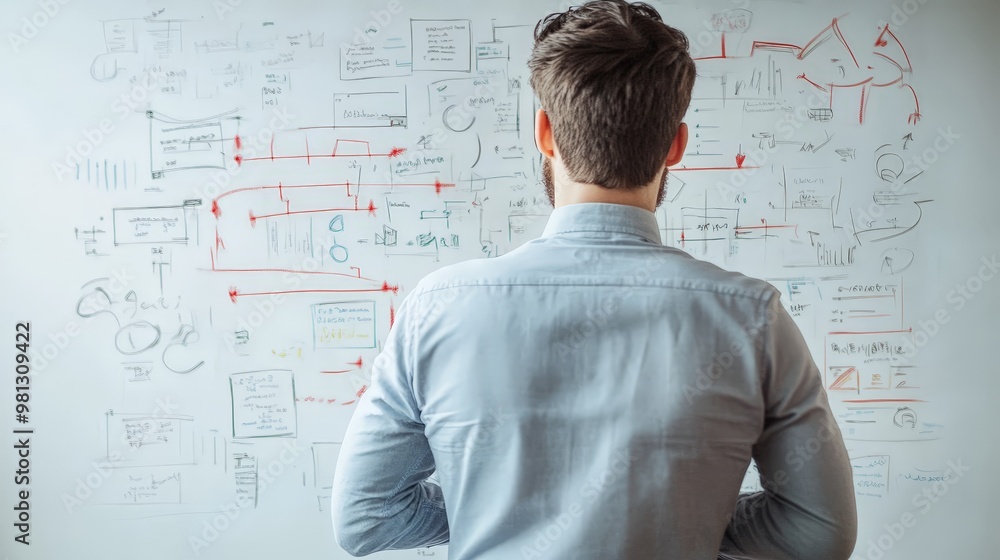 Obraz premium A detailed diagram showing the steps of a business continuity plan on a whiteboard