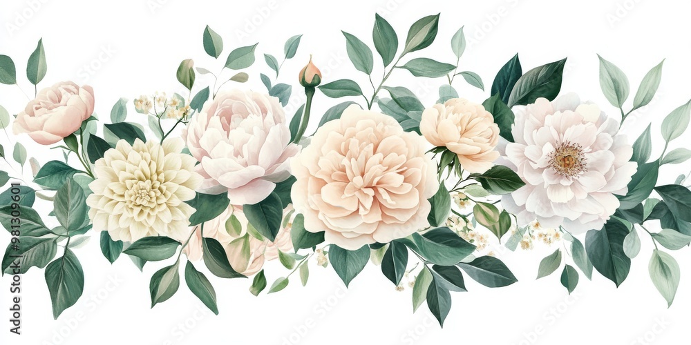 This is a stunning watercolor depiction of a wedding bouquet that features soft, romantic autumn florals beautifully combined with lush greenery. It is perfect for any bohothemed celebration This is a stunning watercolor depiction of a wedding bouquet that features soft, romantic autumn florals beautifully combined with lush greenery. It is perfect for any bohothemed celebration