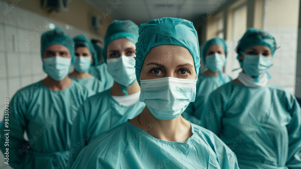Group of medical workers portrait in a hospital Group of medical workers portrait in a hospital