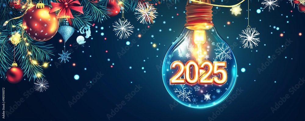 Turn the lightbulb into a holiday ornament, with 2025 elegantly written on it and adorned Turn the lightbulb into a holiday ornament, with 2025 elegantly written on it and adorned