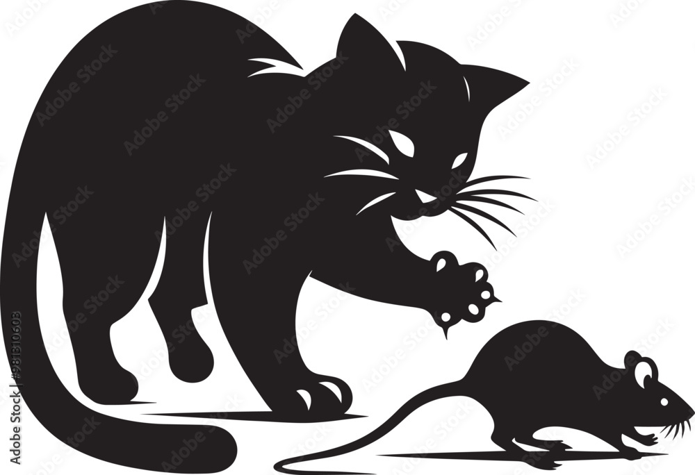 Obraz premium Cool cat Silhouette isolated on a white background Minimalist cat vector shape