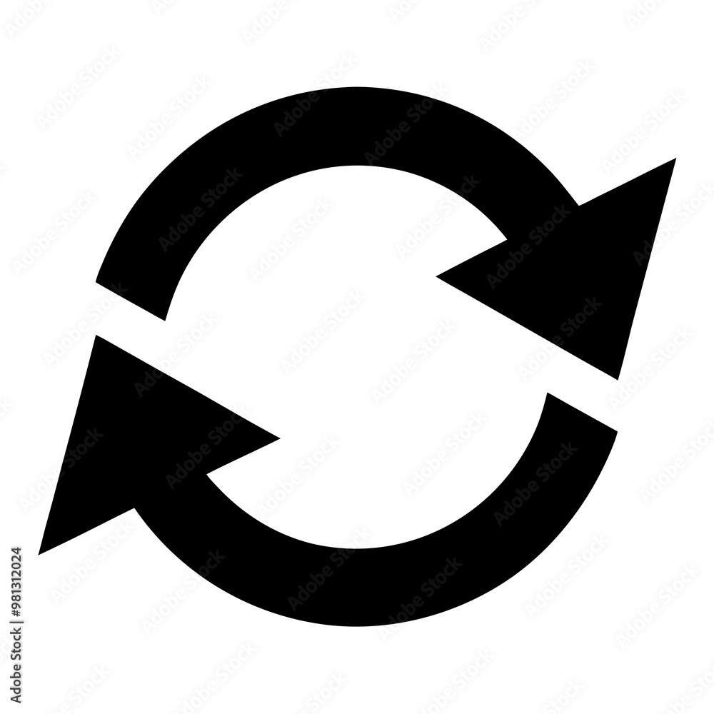 Refresh arrow circular symbol silhouette icon on white background with copy space Refresh arrow circular symbol silhouette icon on white background with copy space