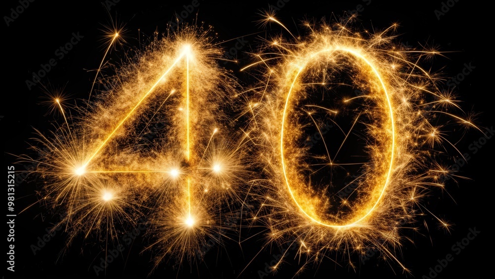 Sparkling number 40 isolated on black background, sparkle, number, 40, celebration, party, anniversary, shining, vibrant Sparkling number 40 isolated on black background, sparkle, number, 40, celebration, party, anniversary, shining, vibrant