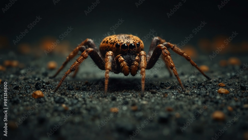 Creepy spider in flat design. Creepy spider in flat design.