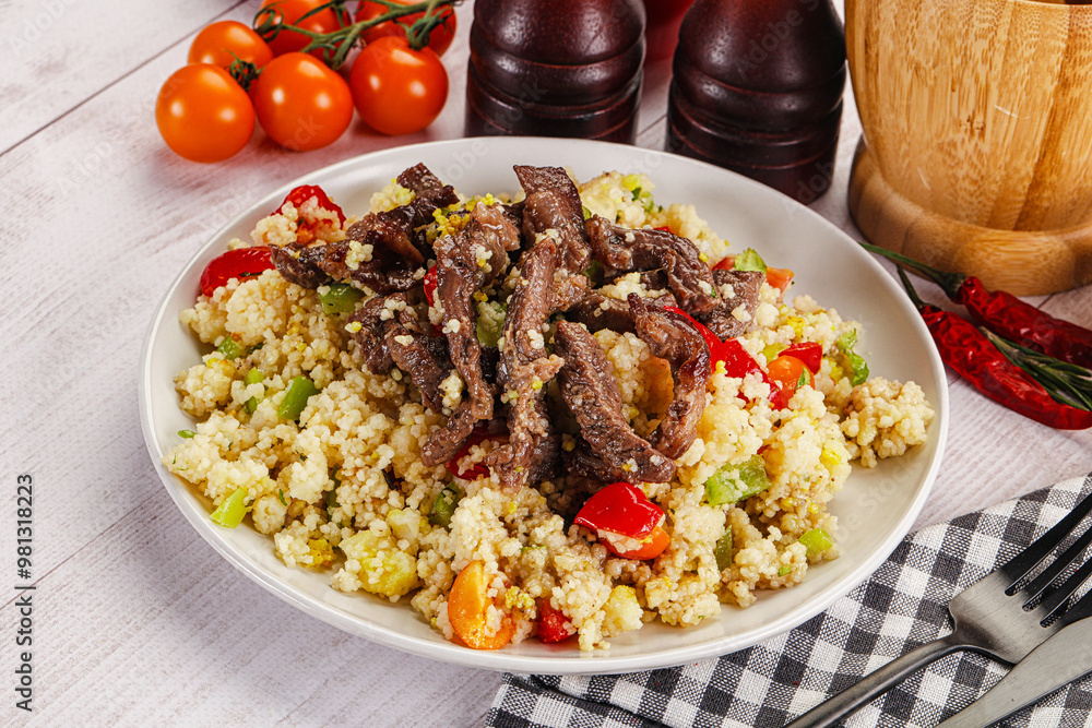 Traditional couscous with beef and vegetables Traditional couscous with beef and vegetables