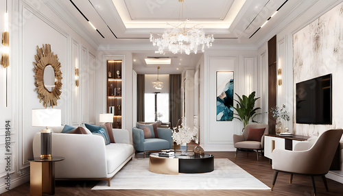 A fusion of classical and modern interior design, showcasing a perfect blend of luxury and comfort.