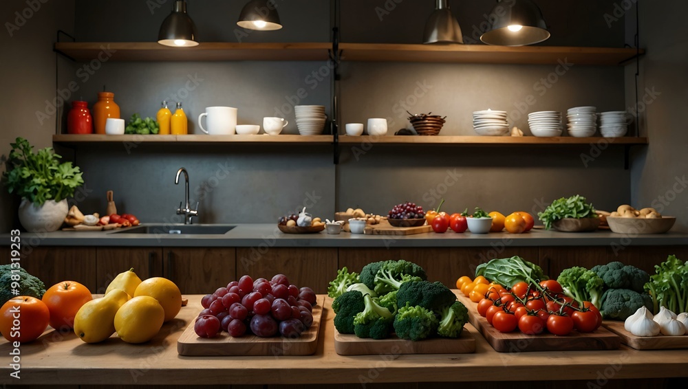 Culinary display of vibrant ingredients showcasing healthy cooking. Culinary display of vibrant ingredients showcasing healthy cooking.