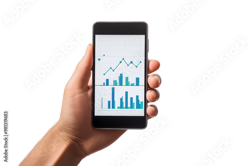 Hand Holding a Modern Smartphone Displaying Financial Data