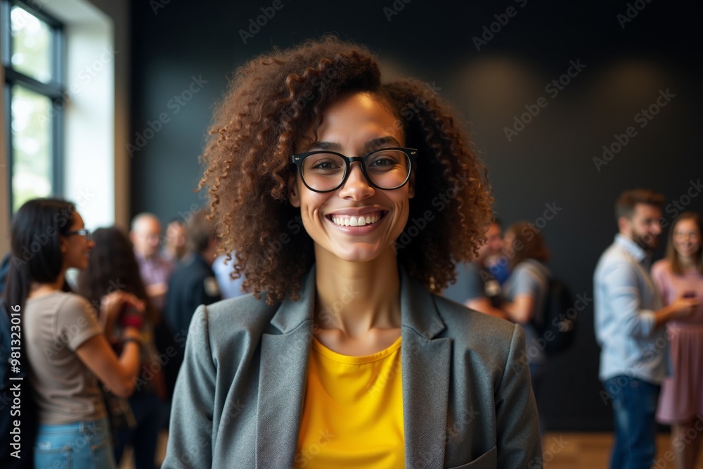 smart business woman standing and smile in meeting hall room , generative AI smart business woman standing and smile in meeting hall room , generative AI