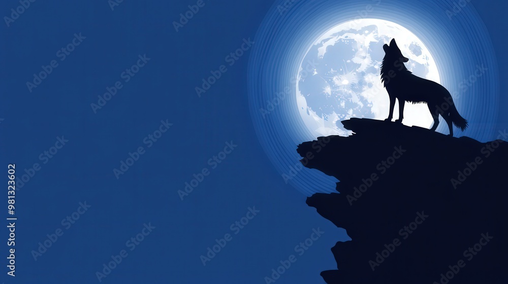 Halloween A wolf is howling at the moon in the night sky Halloween A wolf is howling at the moon in the night sky