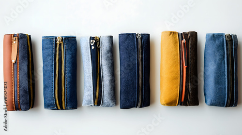 series of pencil cases in different colors and textures