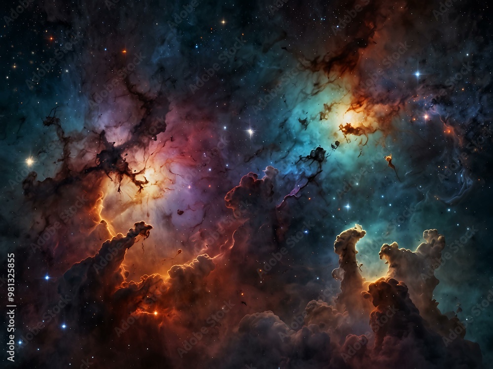 Deep space symphony with detailed stars and nebulae. Deep space symphony with detailed stars and nebulae.