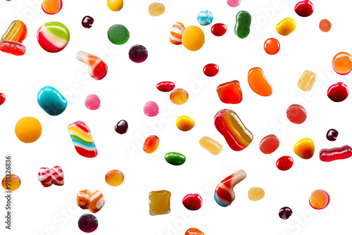 Colorful Assortment of Floating Candies on a transparent background photo