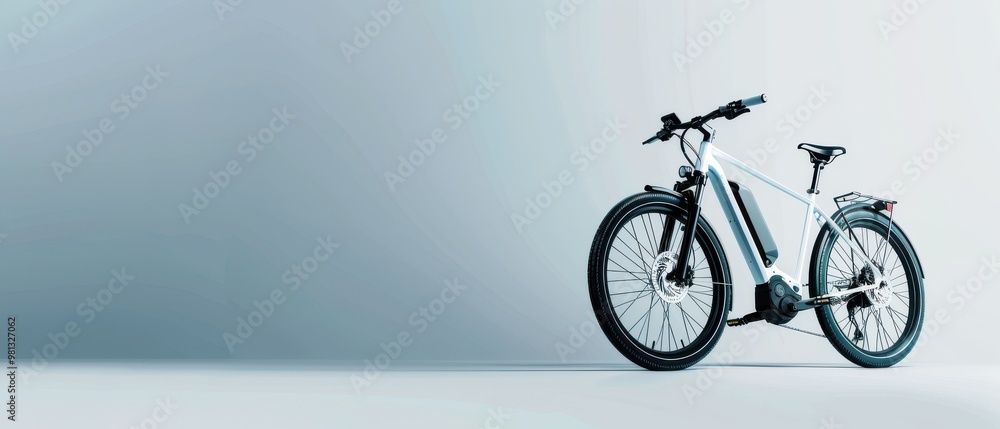 Fototapeta premium A white bicycle with a black seat and a black handlebar