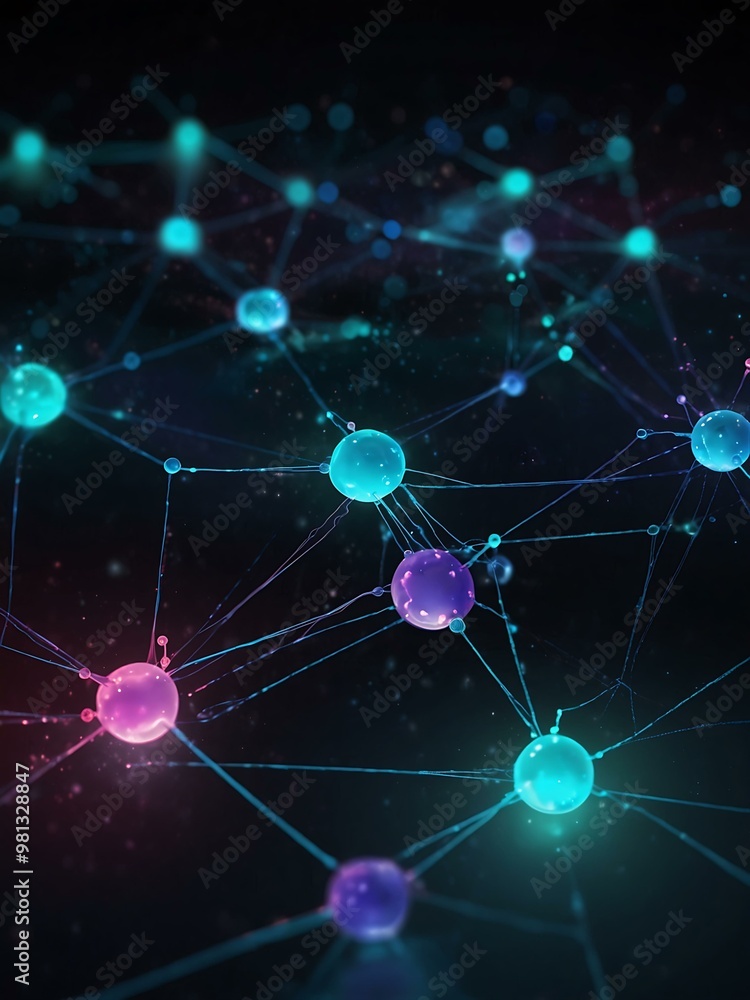 Digital cloud network illustration with glowing nodes. Digital cloud network illustration with glowing nodes.