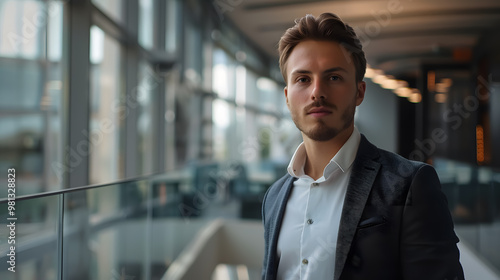 Handsome young business man standing confident in the office