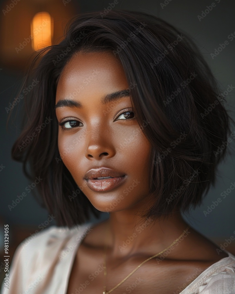 Beauty portrait of african american girl with clean healthy skin Beautiful and serious black woman. Beauty portrait of african american girl with clean healthy skin Beautiful and serious black woman.
