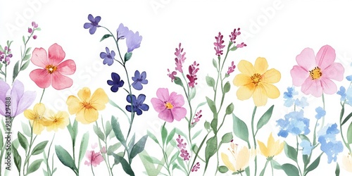 Wallpaper Mural This stunning watercolor wildflower illustration is ideal for weddings, birthdays, and greeting cards, featuring a colorful array against a white background that enhances its beauty Torontodigital.ca