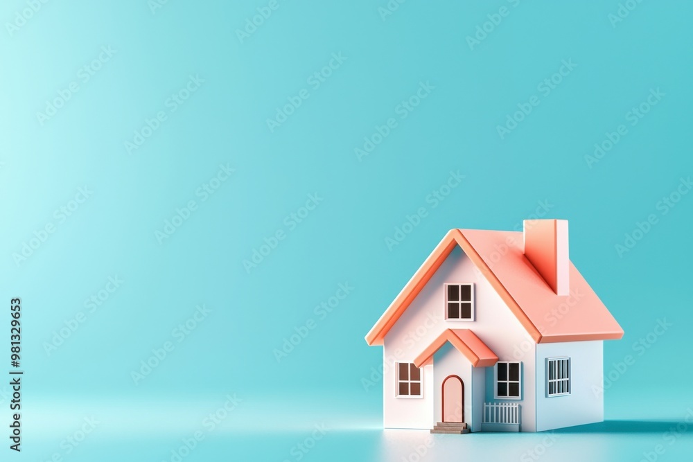 A charming miniature house model against a light blue background, perfect for real estate or home decoration concepts. A charming miniature house model against a light blue background, perfect for real estate or home decoration concepts.