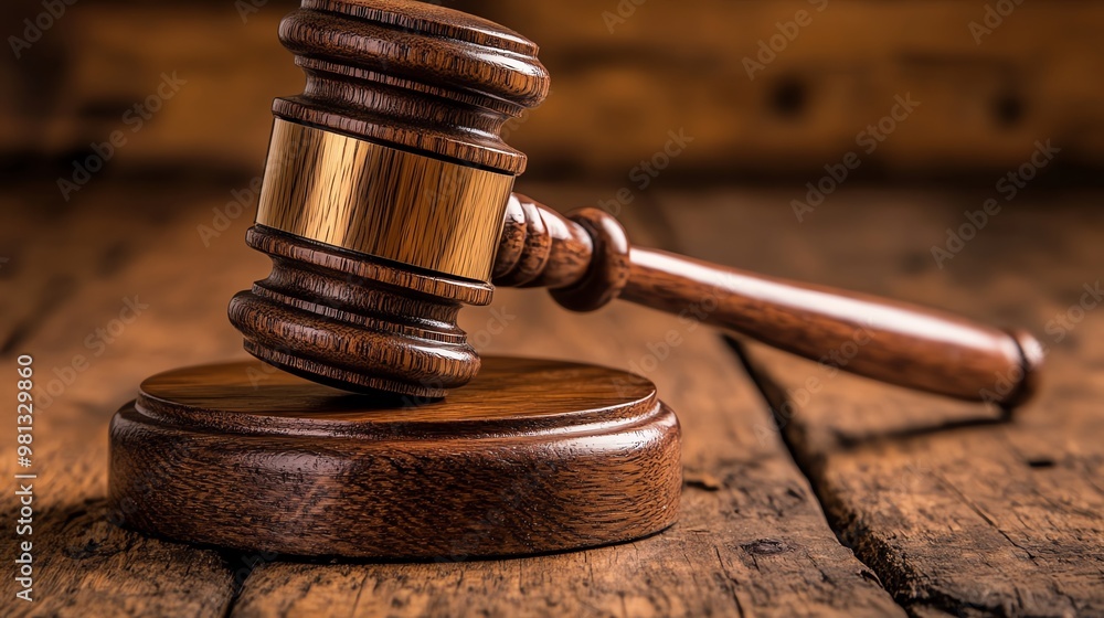 Close-up of a wooden gavel resting on a block. Close-up of a wooden gavel resting on a block.