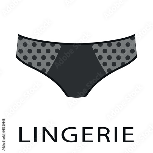 Sexy gray women's panties with polka dots . Vector on gray background