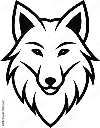 Minimalist wolf logo icon line art vector illustration showcasing the essence of this wild mammal photo