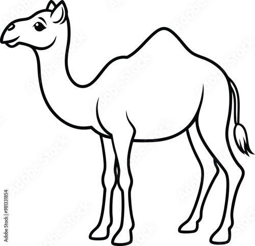 Unique camel logo icon line art vector illustration featuring a bold and creative outline