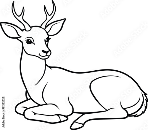 Detailed deer logo icon line art vector illustration highlighting unique antler shapes photo