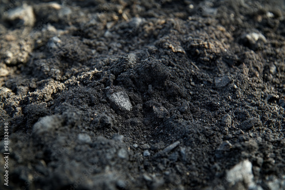 Nurturing Nature: Close-Up of Enriching Biochar Soil Texture for Sustainable Growth