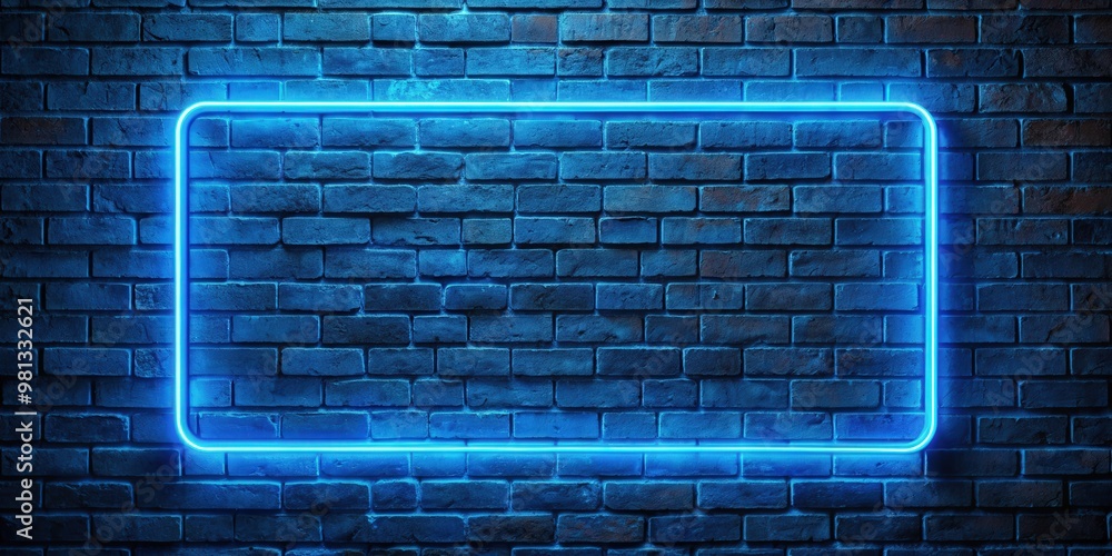 Blue neon light illuminating a brick wall creating a vibrant nighttime glow, neon, light, wall, bricks, night, urban, city Blue neon light illuminating a brick wall creating a vibrant nighttime glow, neon, light, wall, bricks, night, urban, city
