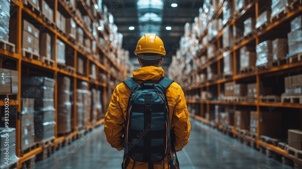 Workers use exoskeletons to enhance efficiency in a large warehouse during operational hours Workers use exoskeletons to enhance efficiency in a large warehouse during operational hours
