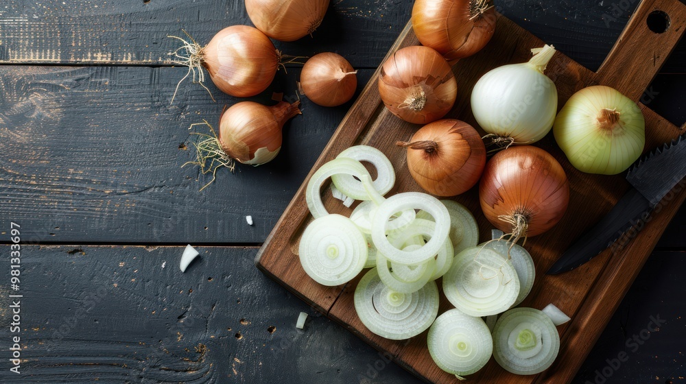 Fresh Onions on a Cutting Board Fresh Onions on a Cutting Board