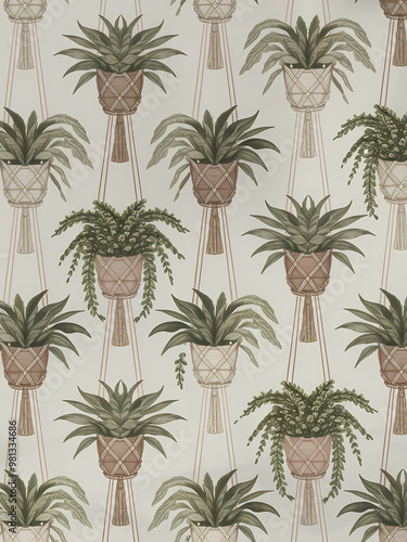 set of hand drawn hanging plant illustrations