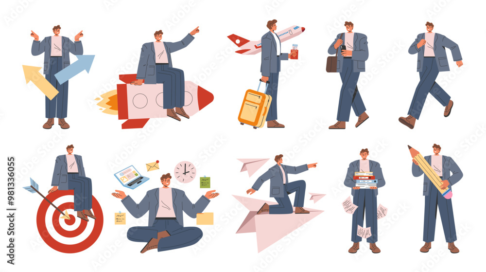 Businessman set. Flat Vector Illustration Businessman set. Flat Vector Illustration
