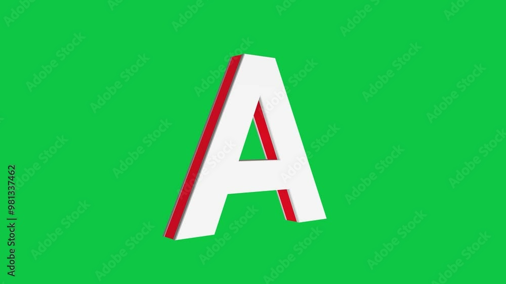 3D A letter logo rotating on green screen chroma key background, 4K English alphabet animation video clip 3D A letter logo rotating on green screen chroma key background, 4K English alphabet animation video clip