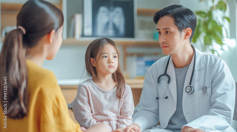 Mother Bringing Sick Daughter to Pediatric Doctor Mother Bringing Sick Daughter to Pediatric Doctor