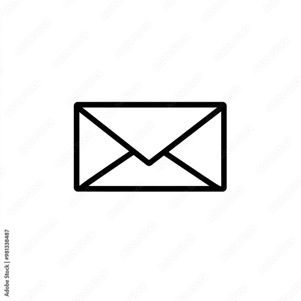 Simple Black Outline of an Envelope Displayed on a White Background for Communication Purposes Simple Black Outline of an Envelope Displayed on a White Background for Communication Purposes