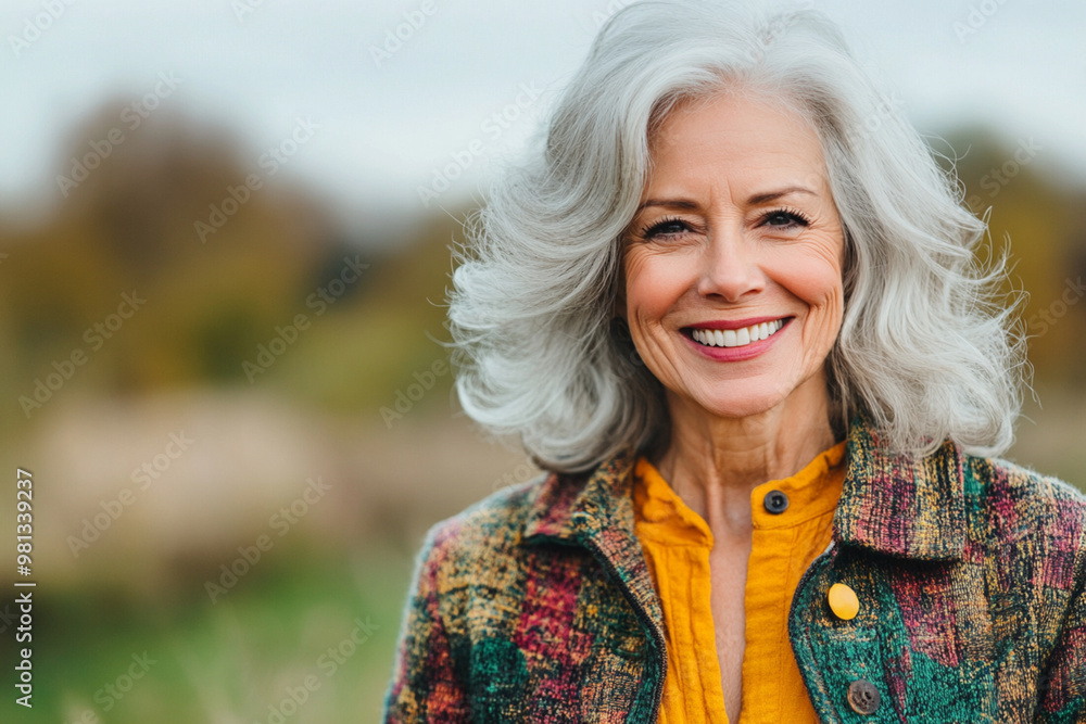 Smiling senior woman enjoying well-being and confidence in her golden years Smiling senior woman enjoying well-being and confidence in her golden years
