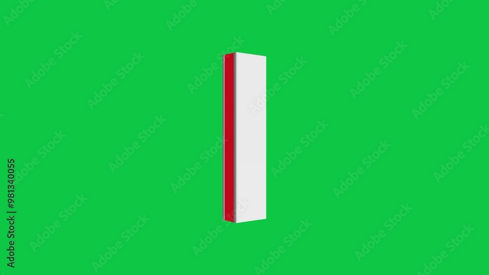 3D I letter logo rotating on green screen chroma key background, 4K English alphabet animation video clip 3D I letter logo rotating on green screen chroma key background, 4K English alphabet animation video clip