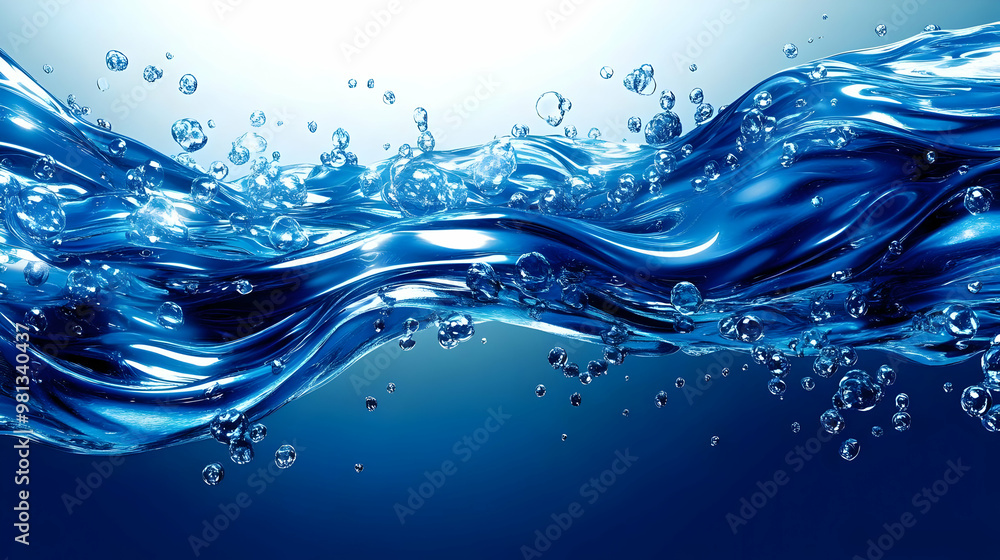 Water Waves with Bubbles Abstract Blue Background Water Waves with Bubbles Abstract Blue Background
