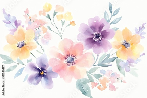 This vibrant watercolor floral arrangement is absolutely perfect for various occasions such as weddings, birthdays, and invitations, beautifully embodying the essence of springtime beauty