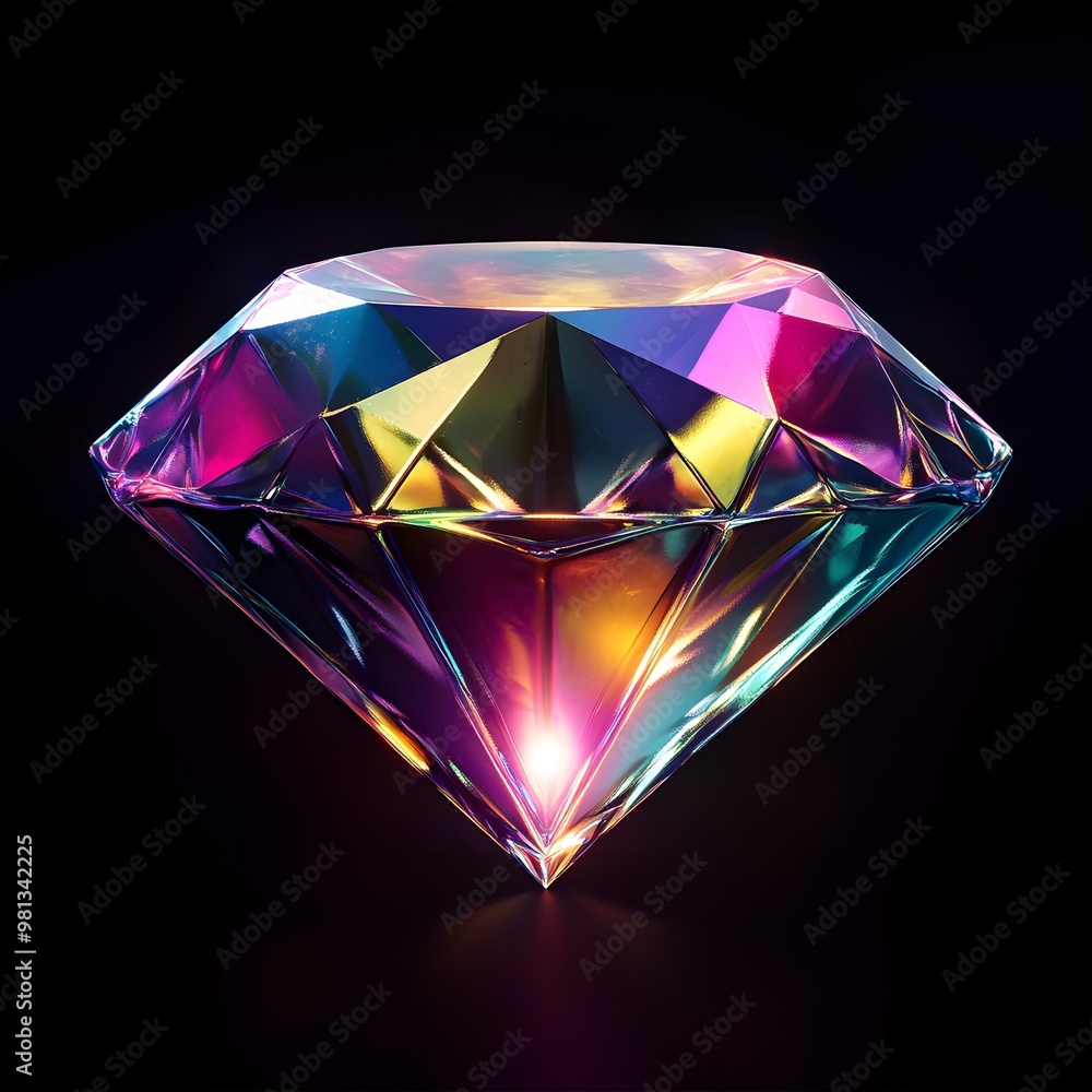 Stunning holographic diamond symbolizes luxury and style with elegant brilliance image Stunning holographic diamond symbolizes luxury and style with elegant brilliance image